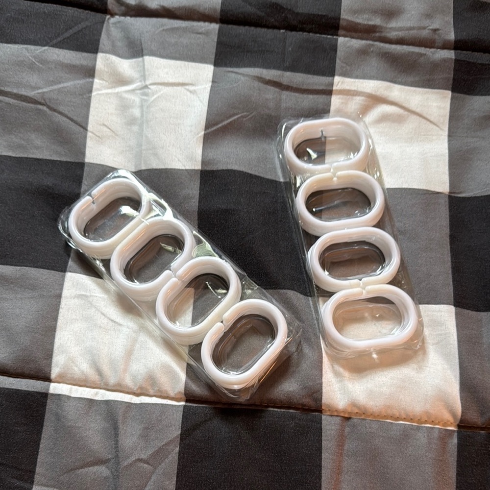 New white shower curtain rings
